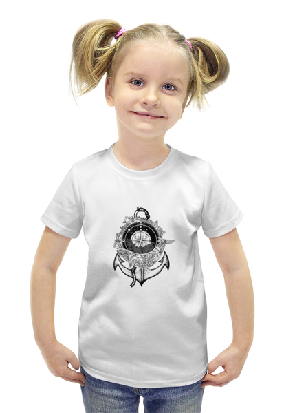 Заказать детскую футболку в Москве. Футболка с полной запечаткой для девочек якорь от THE_NISE  - готовые дизайны и нанесение принтов.