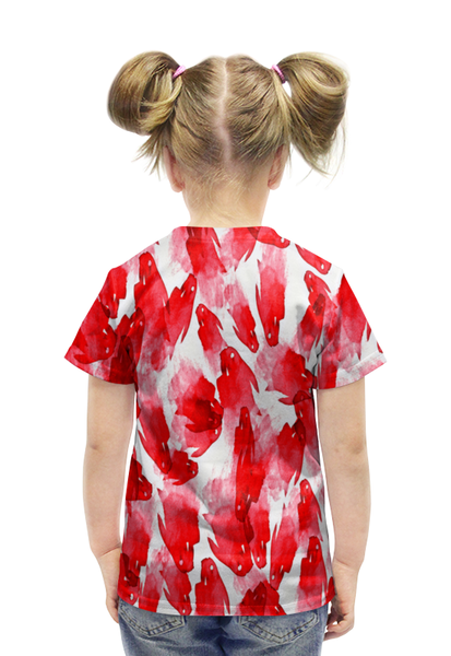 Заказать детскую футболку в Москве. Футболка с полной запечаткой для девочек Красные пятна от THE_NISE  - готовые дизайны и нанесение принтов.