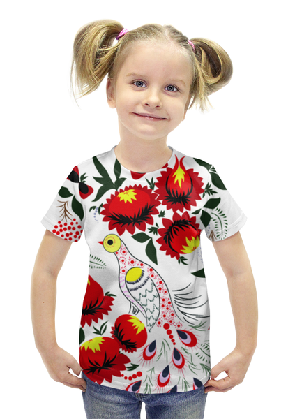 Заказать детскую футболку в Москве. Футболка с полной запечаткой для девочек птица жар-птица от irinavk - готовые дизайны и нанесение принтов.