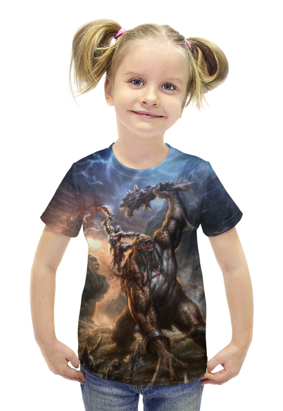 Заказать детскую футболку в Москве. Футболка с полной запечаткой для девочек God of War  от BJ Shop - готовые дизайны и нанесение принтов.