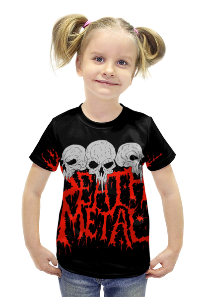 Заказать детскую футболку в Москве. Футболка с полной запечаткой для девочек Death Metal от Leichenwagen - готовые дизайны и нанесение принтов.