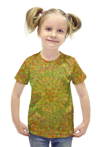 Заказать детскую футболку в Москве. Футболка с полной запечаткой для девочек Glitch art (солнечное сплетение) от Wax  - готовые дизайны и нанесение принтов.
