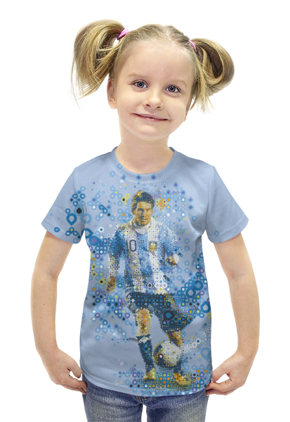 Заказать детскую футболку в Москве. Футболка с полной запечаткой для девочек Месси от CoolDesign - готовые дизайны и нанесение принтов.