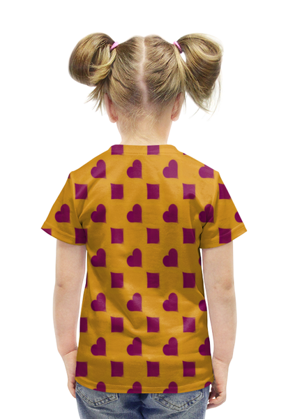Заказать детскую футболку в Москве. Футболка с полной запечаткой для девочек Сердца и ромбы от THE_NISE  - готовые дизайны и нанесение принтов.