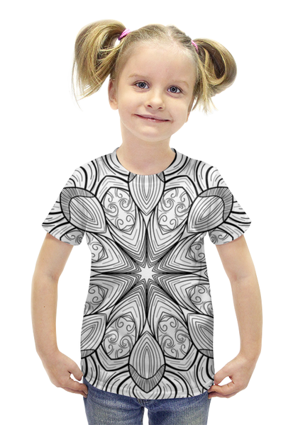 Заказать детскую футболку в Москве. Футболка с полной запечаткой для девочек Мандала от PrintArtist - готовые дизайны и нанесение принтов.