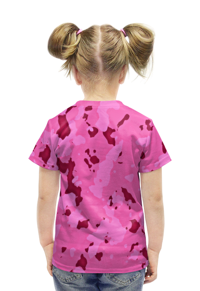 Заказать детскую футболку в Москве. Футболка с полной запечаткой для девочек Розовый камуфляж от THE_NISE  - готовые дизайны и нанесение принтов.