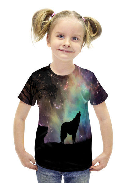 Заказать детскую футболку в Москве. Футболка с полной запечаткой для девочек Хищный зверь от THE_NISE  - готовые дизайны и нанесение принтов.