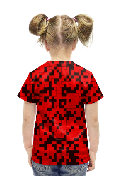 Заказать детскую футболку в Москве. Футболка с полной запечаткой для девочек Красные пиксели от THE_NISE  - готовые дизайны и нанесение принтов.
