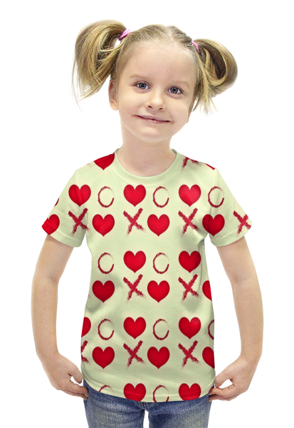 Заказать детскую футболку в Москве. Футболка с полной запечаткой для девочек Крестики-нолики от THE_NISE  - готовые дизайны и нанесение принтов.
