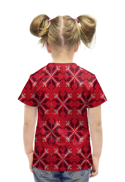 Заказать детскую футболку в Москве. Футболка с полной запечаткой для девочек Узор новогодний от THE_NISE  - готовые дизайны и нанесение принтов.