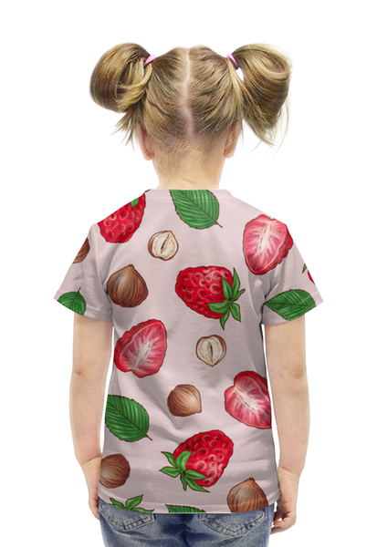 Заказать детскую футболку в Москве. Футболка с полной запечаткой для девочек клубника от THE_NISE  - готовые дизайны и нанесение принтов.