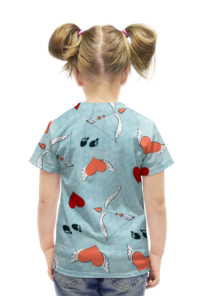 Заказать детскую футболку в Москве. Футболка с полной запечаткой для девочек сердечки от THE_NISE  - готовые дизайны и нанесение принтов.