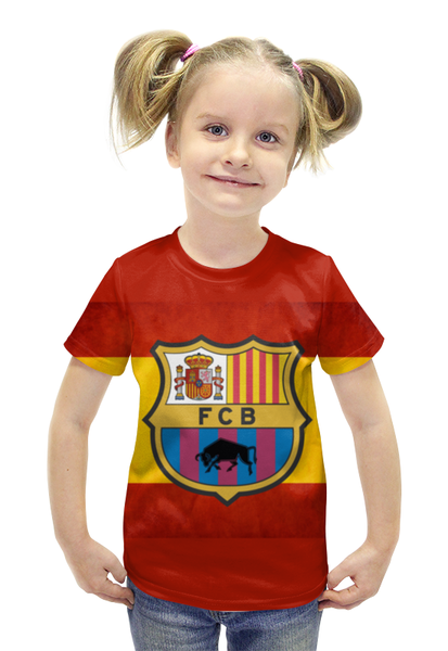Заказать детскую футболку в Москве. Футболка с полной запечаткой для девочек FC Barcelona от cherdantcev - готовые дизайны и нанесение принтов.