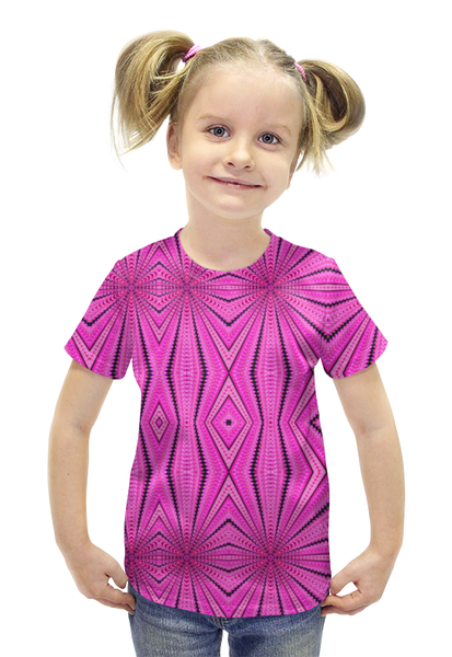 Заказать детскую футболку в Москве. Футболка с полной запечаткой для девочек glitch art (борщ со сметанкой) от Wax  - готовые дизайны и нанесение принтов.