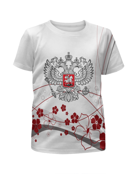 Заказать детскую футболку в Москве. Футболка с полной запечаткой для девочек герб РФ от THE_NISE  - готовые дизайны и нанесение принтов.