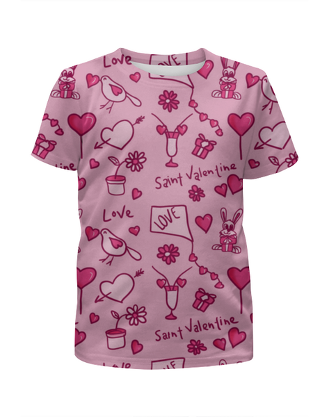 Заказать детскую футболку в Москве. Футболка с полной запечаткой для девочек День Святого Валентина от Марина  - готовые дизайны и нанесение принтов.