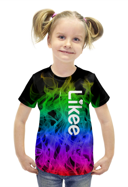 Заказать детскую футболку в Москве. Футболка с полной запечаткой для девочек Likee от THE_NISE  - готовые дизайны и нанесение принтов.
