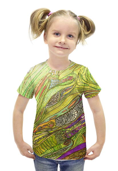 Заказать детскую футболку в Москве. Футболка с полной запечаткой для девочек Дракон от trotinka space - готовые дизайны и нанесение принтов.