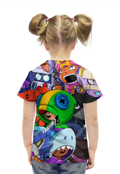 Заказать детскую футболку в Москве. Футболка с полной запечаткой для девочек BRAWL STARS от geekbox - готовые дизайны и нанесение принтов.