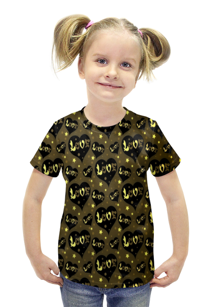 Заказать детскую футболку в Москве. Футболка с полной запечаткой для девочек Любовь от THE_NISE  - готовые дизайны и нанесение принтов.