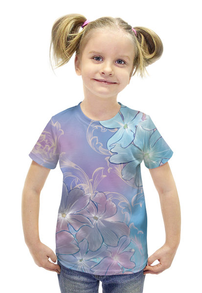 Заказать детскую футболку в Москве. Футболка с полной запечаткой для девочек Нежные цветы от Ирина - готовые дизайны и нанесение принтов.