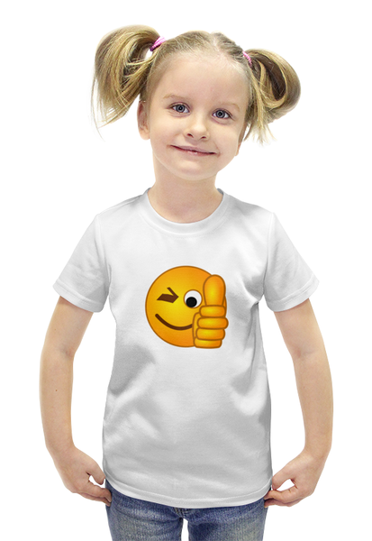 Заказать детскую футболку в Москве. Футболка с полной запечаткой для девочек смайл от THE_NISE  - готовые дизайны и нанесение принтов.