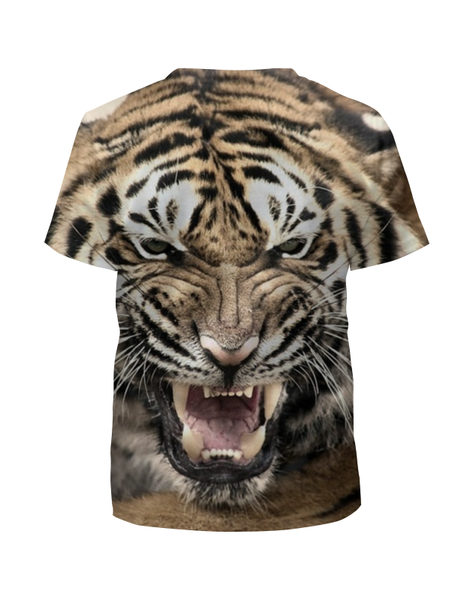 Заказать детскую футболку в Москве. Футболка с полной запечаткой для девочек уссурийский тигр 2 от Маверик - готовые дизайны и нанесение принтов.