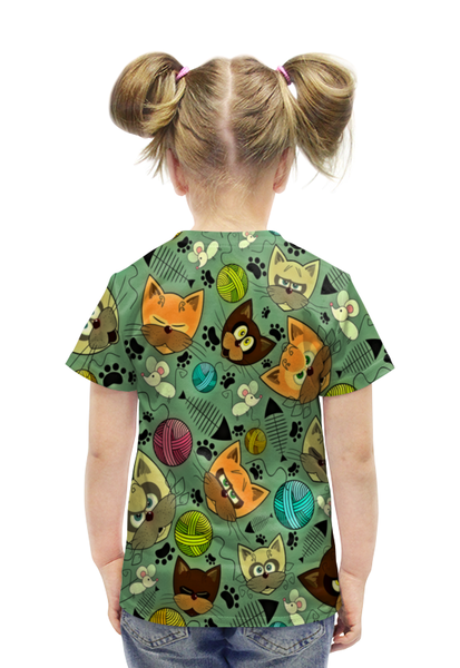 Заказать детскую футболку в Москве. Футболка с полной запечаткой для девочек Кот и мышь от THE_NISE  - готовые дизайны и нанесение принтов.