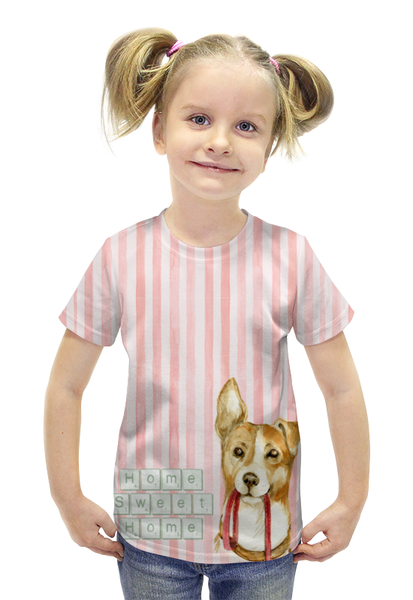 Заказать детскую футболку в Москве. Футболка с полной запечаткой для девочек Дом милый Дом от anomalica - готовые дизайны и нанесение принтов.