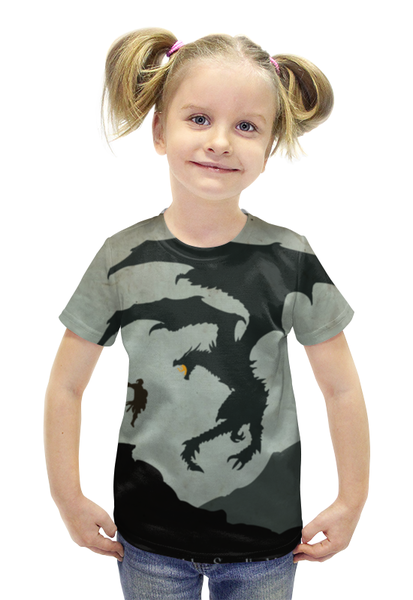 Заказать детскую футболку в Москве. Футболка с полной запечаткой для девочек Skyrim от galaxy secret - готовые дизайны и нанесение принтов.