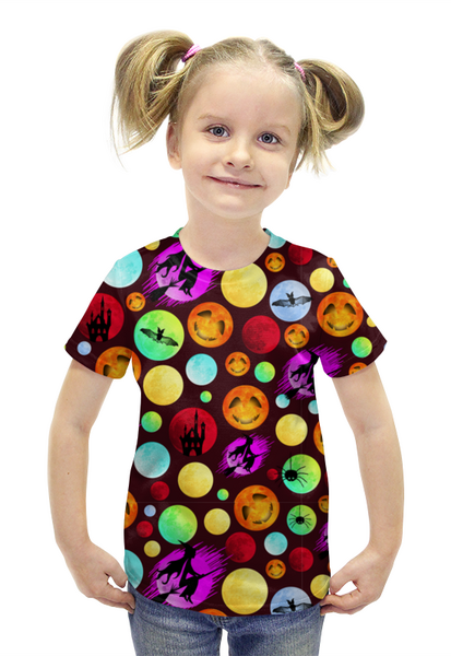 Заказать детскую футболку в Москве. Футболка с полной запечаткой для девочек HALLOWEEN MOON от ELENA ZHARINOVA - готовые дизайны и нанесение принтов.