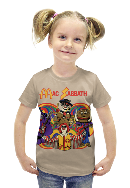 Заказать детскую футболку в Москве. Футболка с полной запечаткой для девочек Mac Sabbath/Black Sabbath от Leichenwagen - готовые дизайны и нанесение принтов.