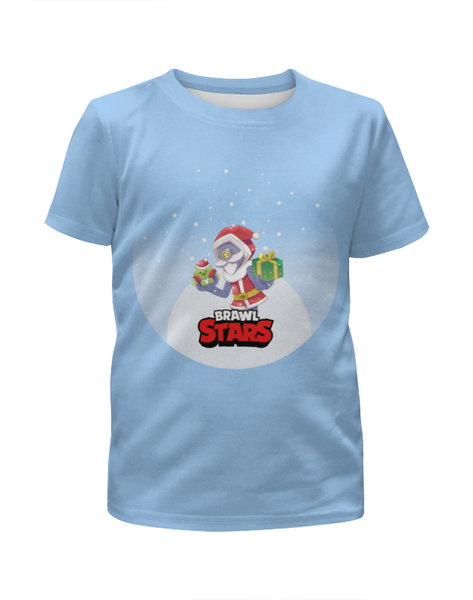 Заказать детскую футболку в Москве. Футболка с полной запечаткой для девочек Brawl Stars Новый год от El Fox - готовые дизайны и нанесение принтов.