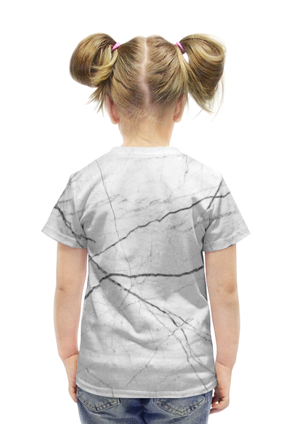 Заказать детскую футболку в Москве. Футболка с полной запечаткой для девочек Мрамор от anomalica - готовые дизайны и нанесение принтов.