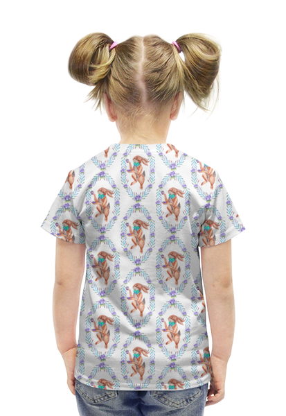 Заказать детскую футболку в Москве. Футболка с полной запечаткой для девочек Кролик от Romanova - готовые дизайны и нанесение принтов.