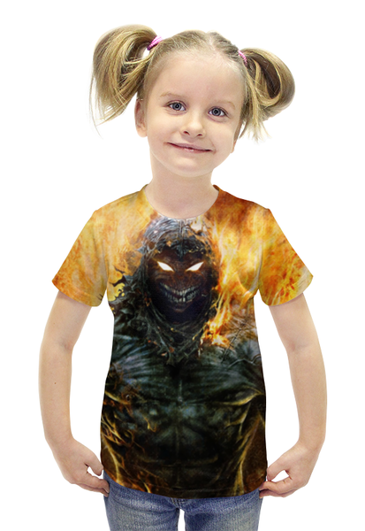 Заказать детскую футболку в Москве. Футболка с полной запечаткой для девочек Disturbed от galaxy secret - готовые дизайны и нанесение принтов.