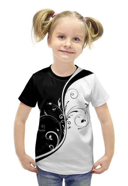Заказать детскую футболку в Москве. Футболка с полной запечаткой для девочек Винтажный инь янь от ISliM - готовые дизайны и нанесение принтов.