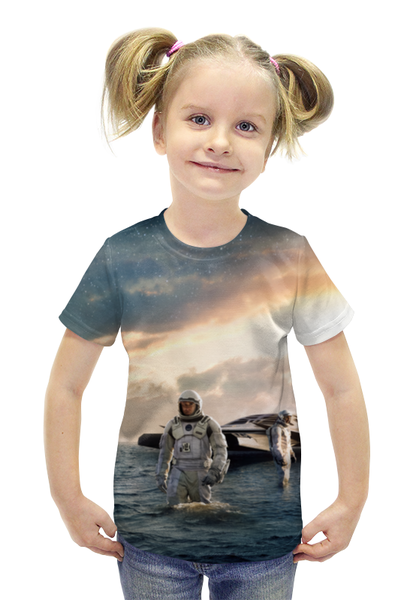 Заказать детскую футболку в Москве. Футболка с полной запечаткой для девочек Интерстеллар от skynatural - готовые дизайны и нанесение принтов.