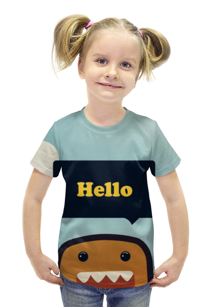 Заказать детскую футболку в Москве. Футболка с полной запечаткой для девочек Domo  кун от cherdantcev - готовые дизайны и нанесение принтов.