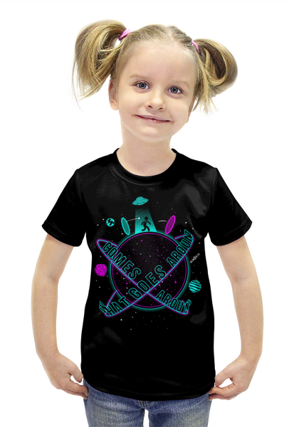 Заказать детскую футболку в Москве. Футболка с полной запечаткой для девочек Космос от ПРИНТЫ ПЕЧАТЬ  - готовые дизайны и нанесение принтов.