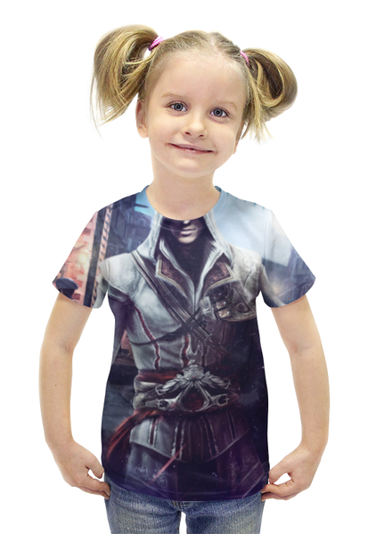 Заказать детскую футболку в Москве. Футболка с полной запечаткой для девочек Кредо ассасина от gamesta - готовые дизайны и нанесение принтов.