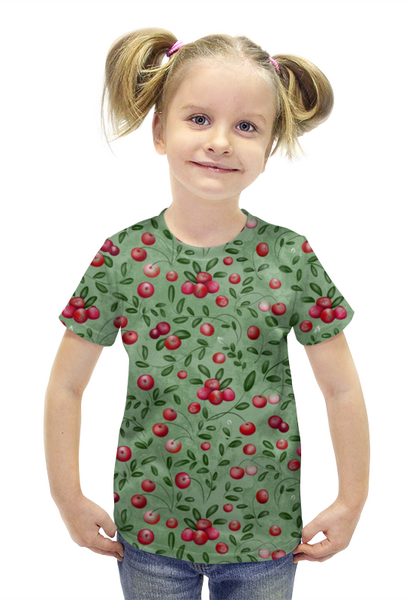 Заказать детскую футболку в Москве. Футболка с полной запечаткой для девочек КЛЮКВА НА БОЛОТЕ от ELENA ZHARINOVA - готовые дизайны и нанесение принтов.