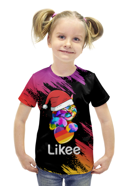 Заказать детскую футболку в Москве. Футболка с полной запечаткой для девочек Likee Новый Год от weeert - готовые дизайны и нанесение принтов.