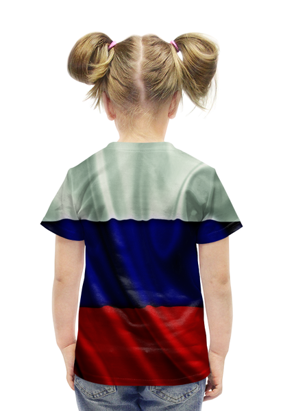 Заказать детскую футболку в Москве. Футболка с полной запечаткой для девочек Триколор от THE_NISE  - готовые дизайны и нанесение принтов.