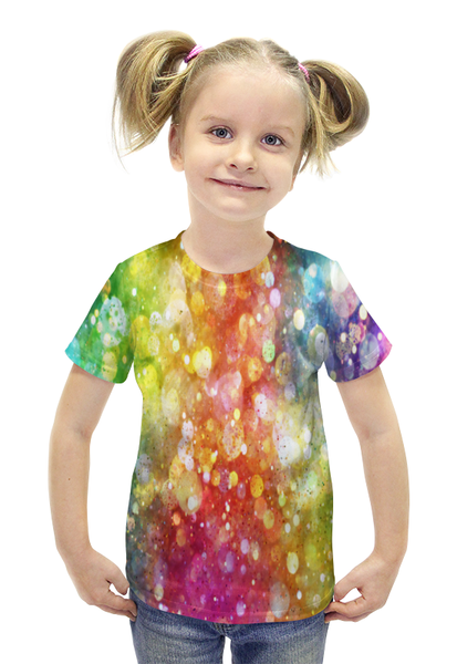 Заказать детскую футболку в Москве. Футболка с полной запечаткой для девочек Конфетти от THE_NISE  - готовые дизайны и нанесение принтов.