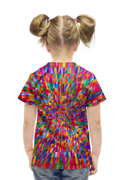 Заказать детскую футболку в Москве. Футболка с полной запечаткой для девочек Абстракция треугольники от THE_NISE  - готовые дизайны и нанесение принтов.