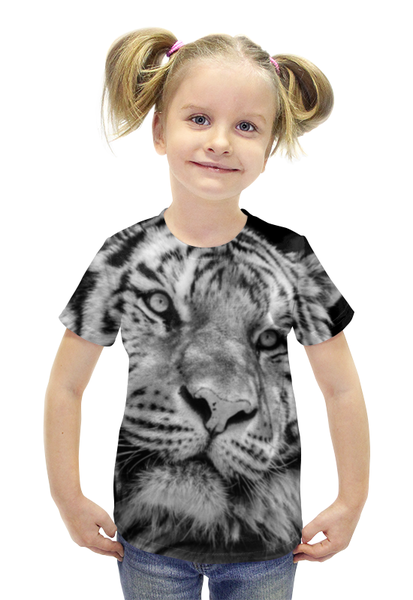Заказать детскую футболку в Москве. Футболка с полной запечаткой для девочек тигры от THE_NISE  - готовые дизайны и нанесение принтов.