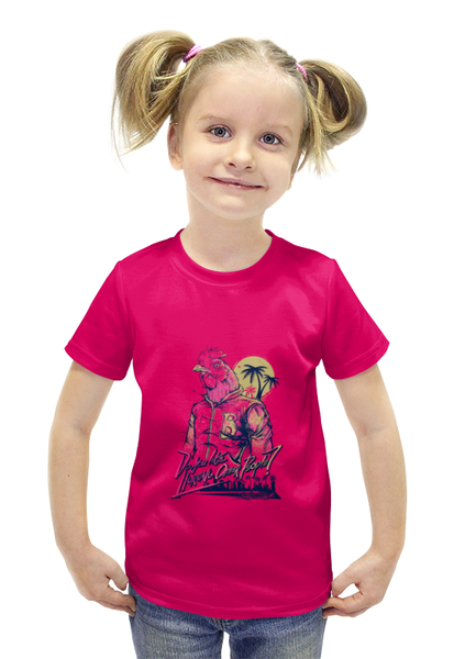 Заказать детскую футболку в Москве. Футболка с полной запечаткой для девочек Hotline miami от AstArt - готовые дизайны и нанесение принтов.