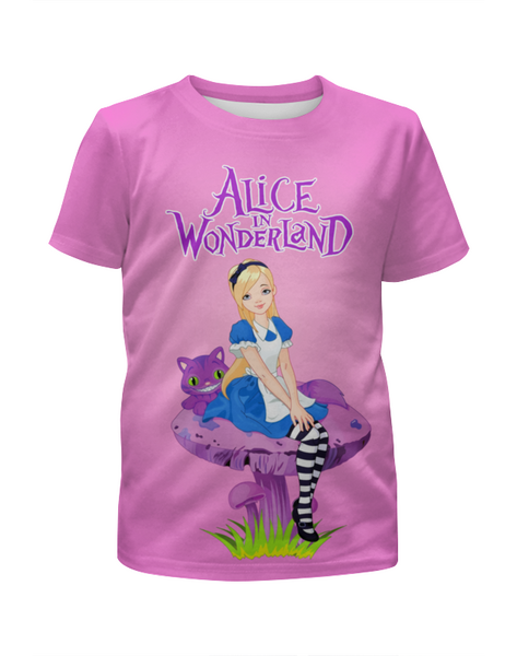 Заказать детскую футболку в Москве. Футболка с полной запечаткой для девочек Алиса в Стране Чудес от T-shirt print  - готовые дизайны и нанесение принтов.
