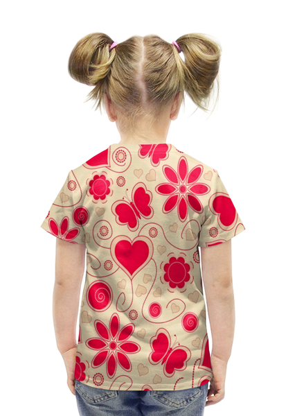 Заказать детскую футболку в Москве. Футболка с полной запечаткой для девочек Бабочки и цветы от THE_NISE  - готовые дизайны и нанесение принтов.